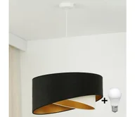 Lampy sufitowe - LED Żyrandol na lince LYRA 1xE27/15W/230V czarny/kremowy/złoty - miniaturka - grafika 1