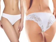 Bielizna nocna - Ewana 065 Koronkowe Oryginalne Figi Biały M - miniaturka - grafika 1