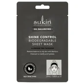 Maseczki do twarzy - SUKIN OIL BALANCING Biodegradowalna, kontrolująca błyszczenie maska w płachcie, 25 ml - miniaturka - grafika 1