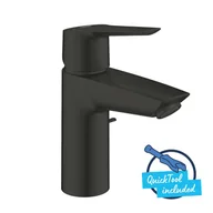 Baterie umywalkowe - Grohe QuickFix Start - Bateria umywalkowa z kompletem odpływowym, zimny start, czarny mat 311372432 - miniaturka - grafika 1