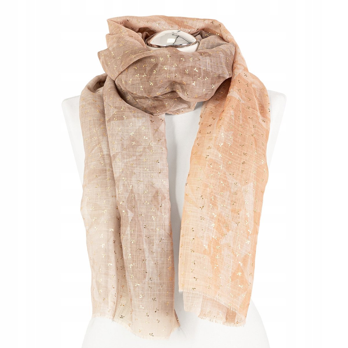 APASZKA CHUSTA DAMSKA NA SZYJĘ ELEGANCKA W PUSZCE NA PREZENT MODNA MORAJ BEIGE