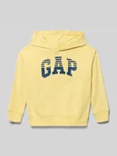 Swetry dla chłopców - bluza z kapturem o kroju regular fit z nadrukiem z logo - miniaturka - grafika 1