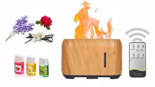 Nawilżacz powietrza NAWILŻACZ POWIETRZA DYFUZOR ULTRADZWIĘKOWY LAMPKA NOCNAKOMINEK AROMA PŁOMIEŃ + Olejki - Nawilżacze powietrza - miniaturka - grafika 1