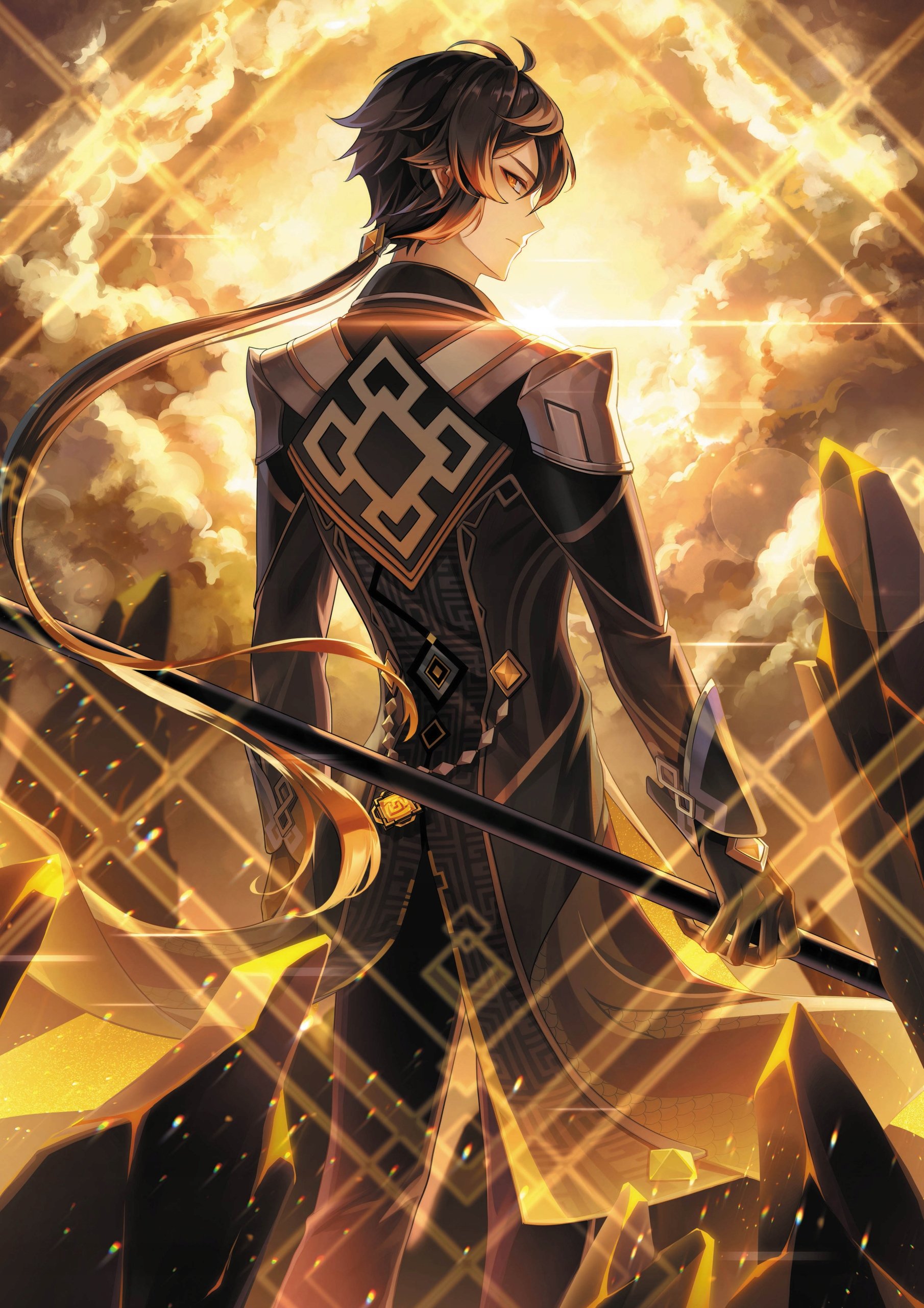 Plakat A3 Genshin Impact Anime Gra Zhongli Morax