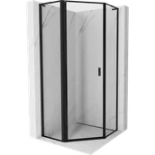Kabiny prysznicowe - Mexen Mist L kabina prysznicowa pięciokątna uchylna lewa 100 x 100 cm, czarna ramka, czarna - 8A8L-100-100-70-70-L - miniaturka - grafika 1