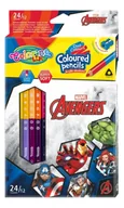 Długopisy - Kredki ołówkowe trójkątne Colorino Kids 24 kolorów 12 sztuk z temperówką Avengers - PATIO - miniaturka - grafika 1