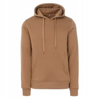 Bluzy męskie - Męska ocieplana bluza dresowa kangurka z kapturem L brązowa 158 - miniaturka - grafika 1