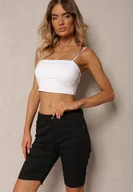 Spodenki damskie - Czarne Bermudy Szorty High Waist z Bawełny Vimaly - miniaturka - grafika 1