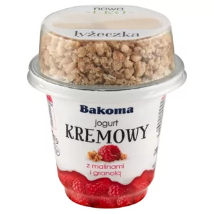 Bakoma Jogurt kremowy z malinami i granolą 230 g - Kefiry, jogurty, maślanki - miniaturka - grafika 1