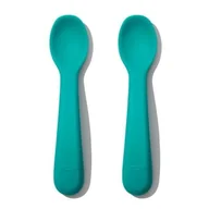 Sztućce dla dzieci - Oxo, Zestaw łyżeczek silikonowych, Teal, 6m+ - miniaturka - grafika 1