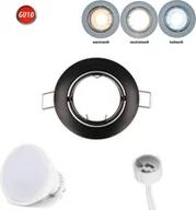 Żarówki LED - Reflektor wpuszczany GU10 35° Obrotowy Ø80mm Otwór wiercony Aluminium & GU10 5W Ciepła biała żarówka LED 350 lm Czarny Okrągły - miniaturka - grafika 1