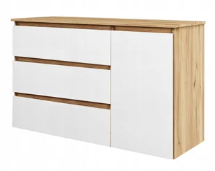 Komoda 120cm K5 Złoty Biały Sypialnia Salon Pokój - Komody - miniaturka - grafika 1
