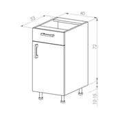 Meble kuchenne - Bari Plus Szafka Dolna Prawa D1S-40_Blum Dąb Kamienny - miniaturka - grafika 1