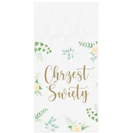 Dekoracje i nakrycia stołu na imprezę - SERWETKI NA SZTUĆCE CHRZEST ŚWIĘTY KWIATY BIAŁE 16szt - miniaturka - grafika 1