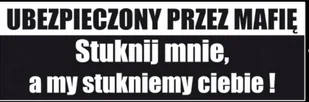 5x NAKLEJKA WLEP NA AUTO SAMOCHÓD SAMOPRZYLEPNA NAKLEJKI WLEPKA UBEZPIECZONY PRZEZ MAFIĘ  23 x 7cm 1/24115 - Akcesoria motoryzacyjne - miniaturka - grafika 1