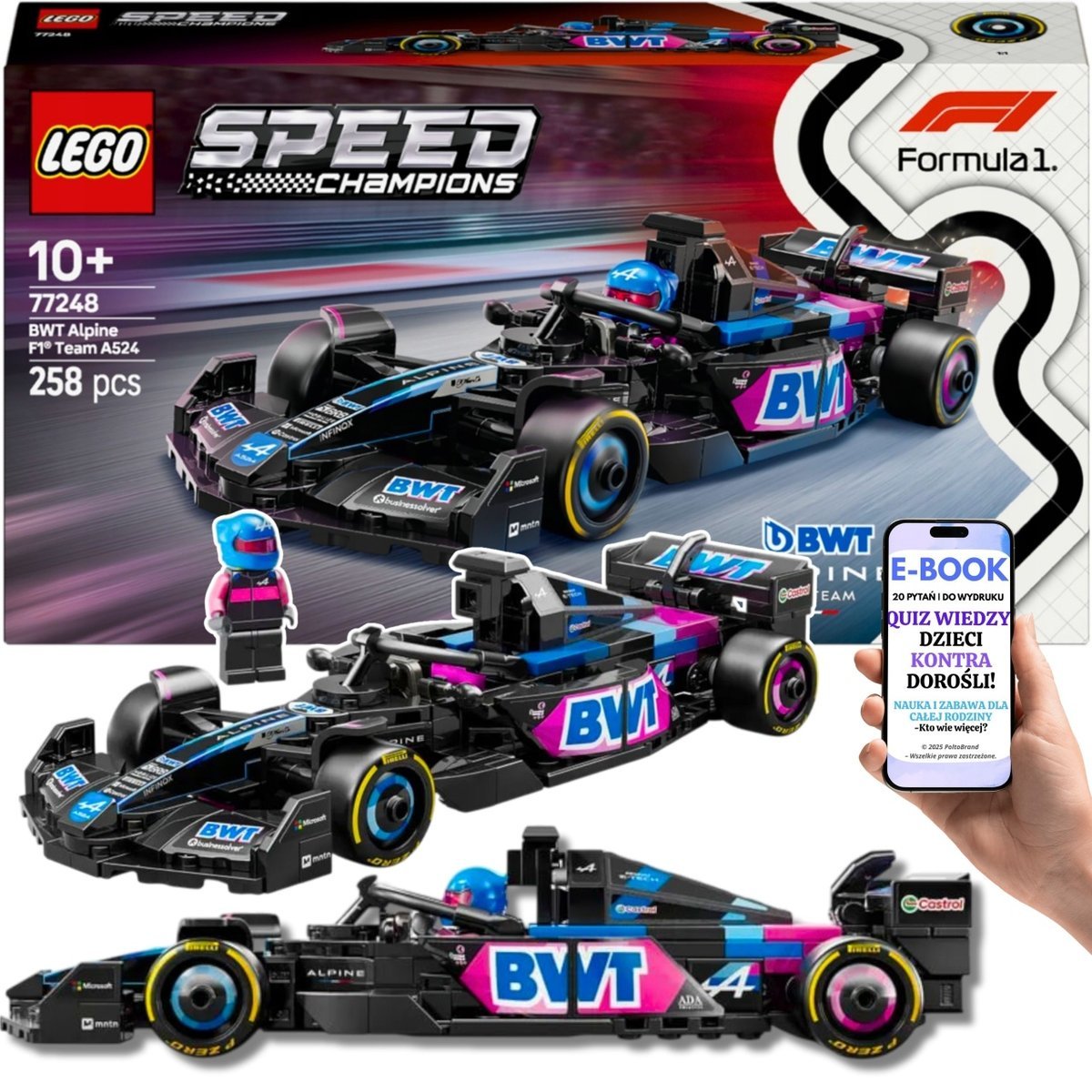 ZESTAW PREZENT LEGO F1 AUTO - Alpine Bolid 77248 – Emocjonująca Zabawa i Kolekcja w Jednym Idealny Dla Dzieci i Dorosłych + EBOOK-2