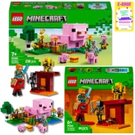 Klocki - LEGO MINECRAFT ZESTAW - Bitwa na moście Netheru (21266) + DOM PROSIACZKA (21268) + EBOOK - miniaturka - grafika 1