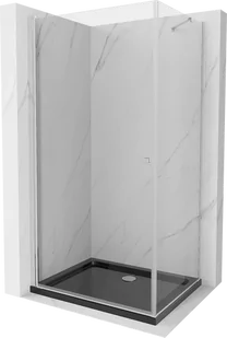 Mexen Pretoria kabina prysznicowa uchylna 70x80 cm, transparent, chrom + brodzik Flat, czarny - 852-070-080-01-00-4070 - Kabiny prysznicowe - miniaturka - grafika 1