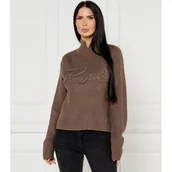Swetry damskie - Karl Lagerfeld Półgolf | Regular Fit | z dodatkiem wełny - miniaturka - grafika 1