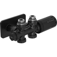 Zawory i kraniki - Mexen G05 zestaw termostatyczny kątowy/prosty z maskownicą S, Duplex, DN50, czarny - W908-958-910-70 - miniaturka - grafika 1