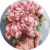 Malowanie po numerach - Twoje Hobby Malowanie po numerach okrągłe - Kobieta kwiat 40cm - miniaturka - grafika 1