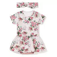 Body dla niemowląt - Body bawełniane z sukienką Lous delicate flowers+ opaska 62 - miniaturka - grafika 1