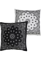 Czapki i chusty sportowe męskie - Urban Classics Unisex Bandana Print Cushion Set opaska na czoło, czarno-biała, jeden rozmiar - miniaturka - grafika 1