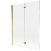 Parawany nawannowe - Mexen Mist parawan nawannowy 2-skrzydłowy lewy 130 x 150 cm, transparent, złoty - 8A9-130-002-50-00-L - miniaturka - grafika 1