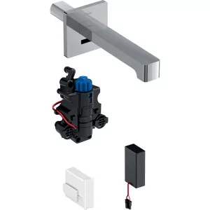 Geberit 116.298.21.1 Bateria umywalkowa Brenta $391cienna zasilanie bateryjne do podtynkowej skrzynki funkcyjnej z mieszaczem termostatycznym L=22cm chrom - Przyciski spłukujące - miniaturka - grafika 1