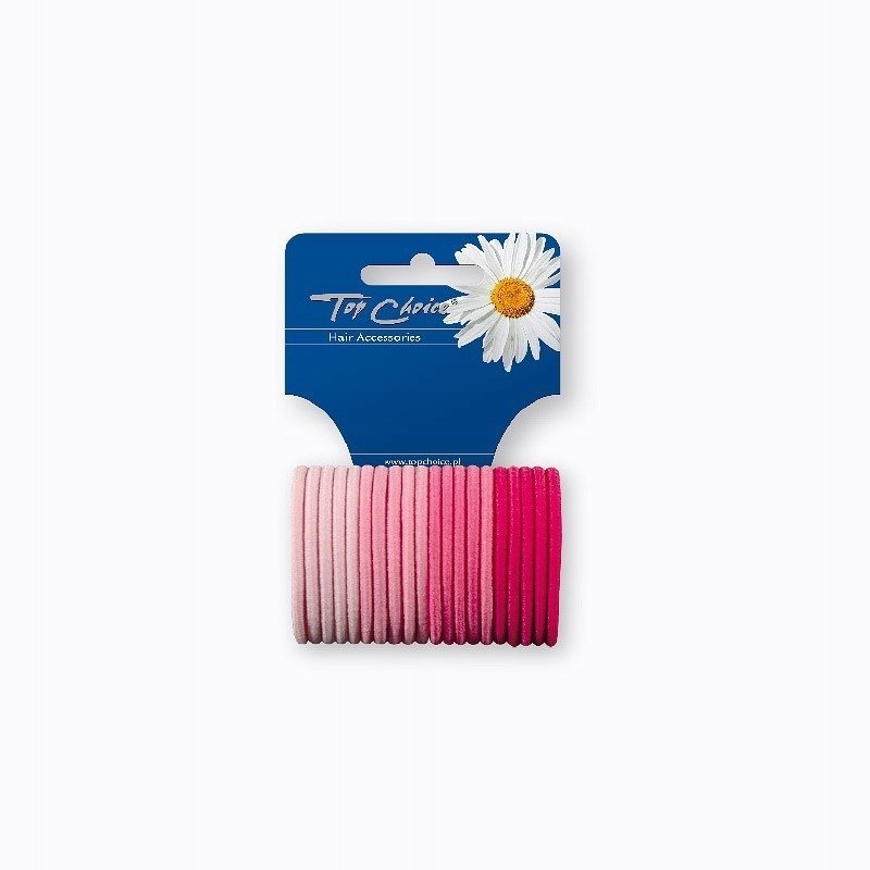 Gumki do włosów Top Choice 20 szt różowe elastyczne i wytrzymałe