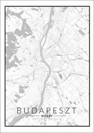 Plakaty - Plakat, Budapeszt mapa czarno biała, 50x70 cm - miniaturka - grafika 1