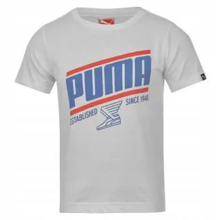 Bluzki damskie - PUMA t-shirt biała bluzka koszulka dziecięca 128 - grafika 1
