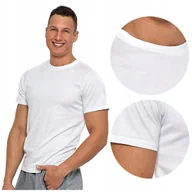 Koszulki męskie - Biała KOSZULKA MĘSKA T-shirt Bawełniany BASIC Gładka MORAJ r. 3XL - miniaturka - grafika 1