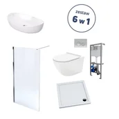 Miski WC - Massi Zestaw łazienkowy BELLIS 6w1 - umywalka, miska WC, stelaż WC, przycisk, ścianka prysznicowa, brodzik MSZ-1-B - miniaturka - grafika 1