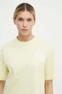 Koszulki sportowe damskie - Fila t-shirt bawełniany Linyi damski kolor żółty FAW0764 - grafika 1