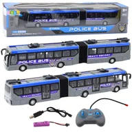 Zabawki zdalnie sterowane - Autobus Policyjny Przegubowy Zdalnie Sterowany RC Światła Szary 1:32 LEAN Toys - miniaturka - grafika 1