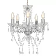 Lampy sufitowe - GSTORE Żyrandol z kryształowymi koralikami srebrny 5 żarówek E14 GS-281601 - miniaturka - grafika 1