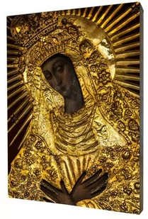 Obraz religijny na desce lipowej, Matka Boska Ostrobramska - Ikony i obrazy sakralne - miniaturka - grafika 1