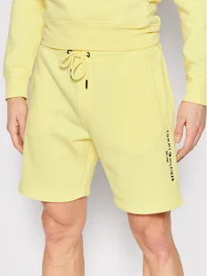 Tommy Hilfiger Szorty sportowe Logo MW0MW22198 Żółty Regular Fit - Spodnie sportowe męskie - miniaturka - grafika 1