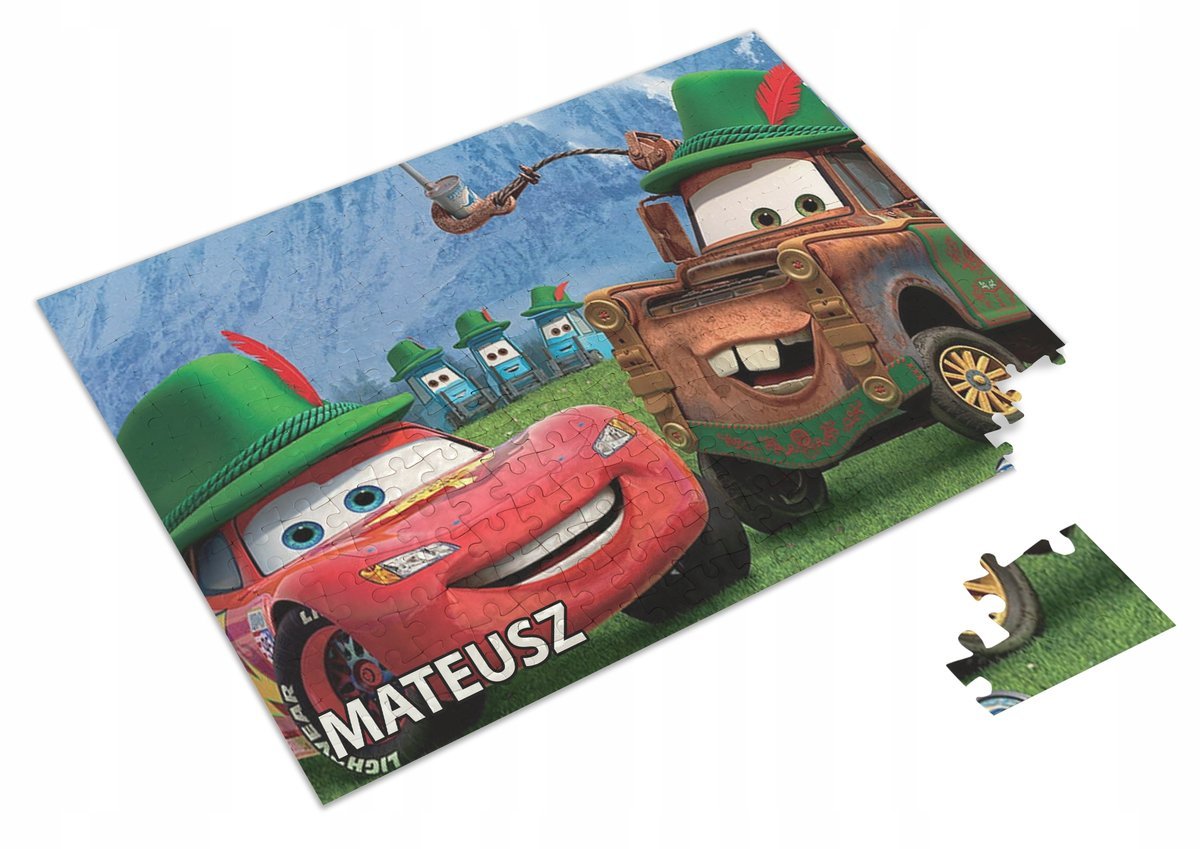 Puzzle ZYGZAK MCQUEEN ZŁOMEK AUTA A3 252 el z Nadrukiem + IMIĘ Pudełko 6