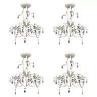 Lampy sufitowe - vidaXL Żyrandole z kryształkami, 4 szt., eleganckie, białe - miniaturka - grafika 1