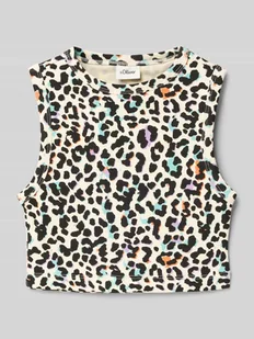 Top o kroju slim fit z mieszanki bawełny i elastanu - Koszulki dla dziewczynek - miniaturka - grafika 1