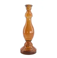 Świeczniki - TAJEMNICZY OGRÓD Świecznik szklany na świecę stołową wys. 30 cm bursztynowy - miniaturka - grafika 1