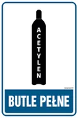 Tablice BHP - JD006 BUTLE PEŁNE - ACETYLEN, PN - PŁYTA PCV 1MM; (350X525MM) - miniaturka - grafika 1
