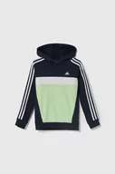 Bluzy dla chłopców - adidas bluza dziecięca kolor zielony z kapturem z nadrukiem - miniaturka - grafika 1