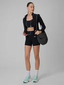 Spodenki damskie - 4F Legginsy krótkie treningowe szybkoschnące damskie - czarne XS - miniaturka - grafika 1