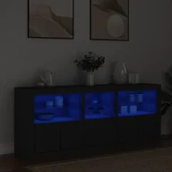 Szafki RTV - vidaXL Szafka z oświetleniem LED, czarna, 162x37x67 cm - miniaturka - grafika 1