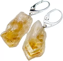 Naturalny Cytryn Piękne Kolczyki Srebro - Kolczyki - miniaturka - grafika 1
