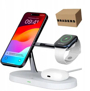 Biała ładowarka indukcyjna 3w1 MagSafe Qi do iPhone, Watch, AirPods - Ładowarki do telefonów - miniaturka - grafika 1