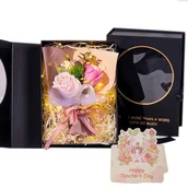 Sztuczne kwiaty - Flowerbox Książka Kwiaty Mydlane Róże prezent dla nauczyciela wychowawcy [Róże w pudełku: czerwony] - miniaturka - grafika 1